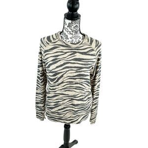 LNA Revolve Jillyan Zebra Print Raglan Sweatshirt Top